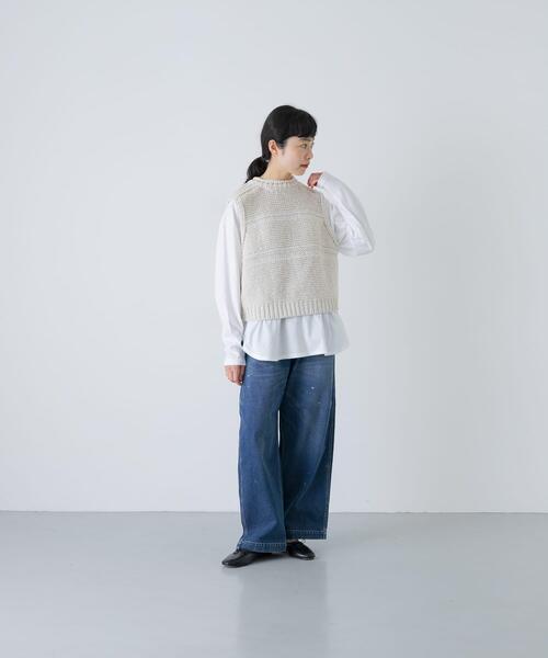 かぐれ(カグレ)の「2WAY綿麻ニットベスト(ベスト・レディース・ブラック/アイボリー・FREE)」の15枚目の写真