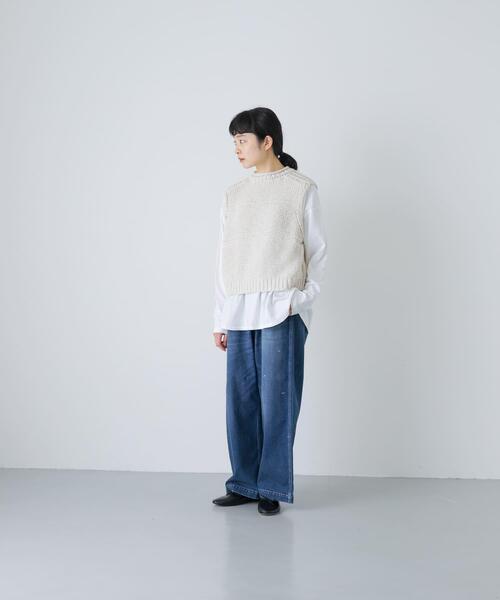 かぐれ(カグレ)の「2WAY綿麻ニットベスト(ベスト・レディース・ブラック/アイボリー・FREE)」の16枚目の写真