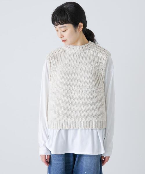 かぐれ(カグレ)の「2WAY綿麻ニットベスト(ベスト・レディース・ブラック/アイボリー・FREE)」の18枚目の写真