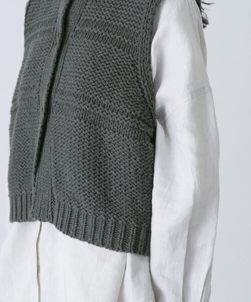 かぐれ(カグレ)の「2WAY綿麻ニットベスト(ベスト・レディース・ブラック/アイボリー・FREE)」の4枚目の写真