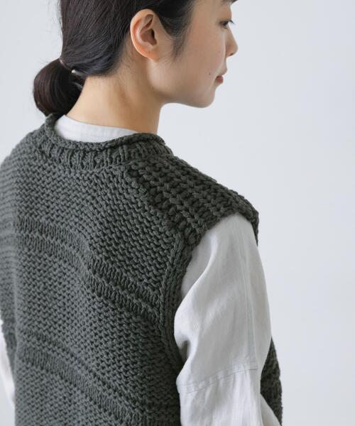 かぐれ(カグレ)の「2WAY綿麻ニットベスト(ベスト・レディース・ブラック/アイボリー・FREE)」の5枚目の写真