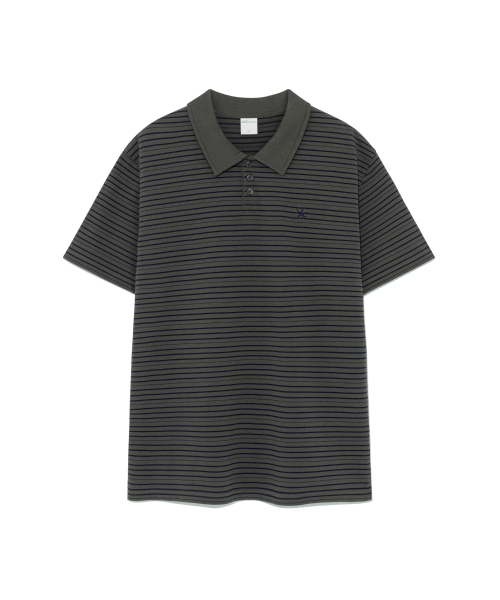 THECOLDESTMOMENT(ザコールデストモーメント)の「TCM stripe pk T (charcoal)(ポロシャツ・レディース・その他・LARGE/SMALL/MEDIUM)」の2枚目の写真