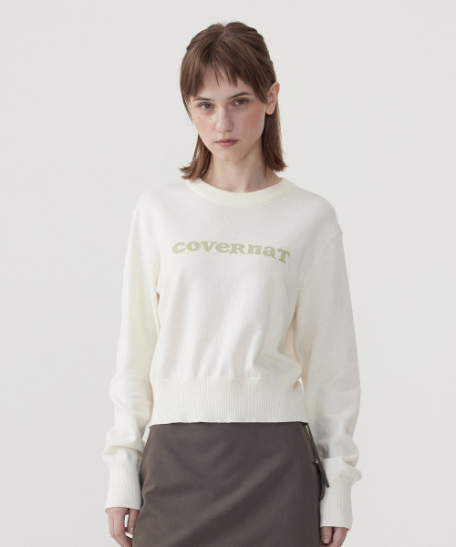 COVERNAT WOMAN(カバーナットウーマン)の「ウーマン クーパー ロゴ ラウンドネック ニット アイボリー(ニット/セーター・レディース・その他・WS/WM)」の1枚目の写真