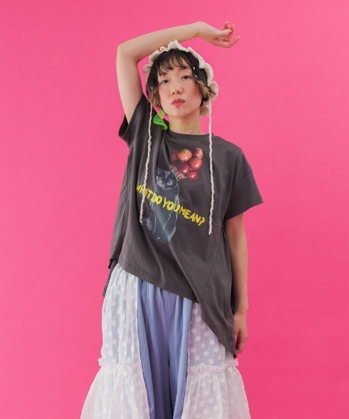 unica(ユニカ)の「WHAT DO YOU MEAN? Tシャツ laides(Tシャツ/カットソー・レディース・ブラック/オフホワイト/チャコール・F)」の3枚目の写真