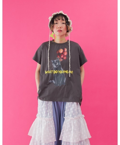 unica(ユニカ)の「WHAT DO YOU MEAN? Tシャツ laides(Tシャツ/カットソー・レディース・ブラック/オフホワイト・F)」の4枚目の写真