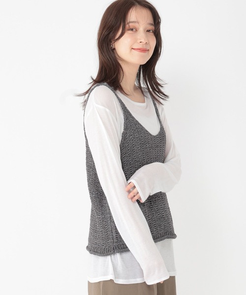 studio CLIP（スタディオクリップ）の「3ゲージ配色テープヤーンベスト（ベスト・レディース・オフホワイト/ライトブルー/チャコール・FREE）」の17枚目の写真