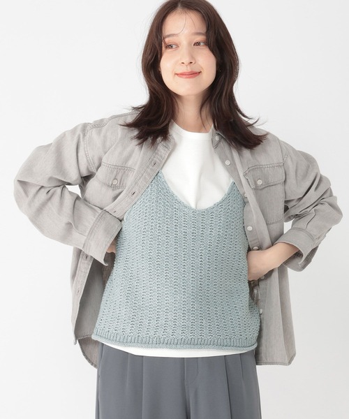 studio CLIP（スタディオクリップ）の「3ゲージ配色テープヤーンベスト（ベスト・レディース・オフホワイト/ライトブルー/チャコール・FREE）」の21枚目の写真