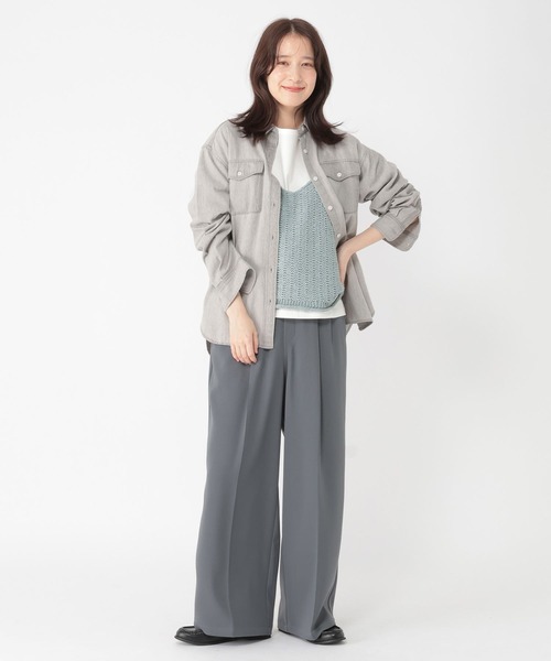 studio CLIP（スタディオクリップ）の「3ゲージ配色テープヤーンベスト（ベスト・レディース・オフホワイト/ライトブルー/チャコール・FREE）」の11枚目の写真