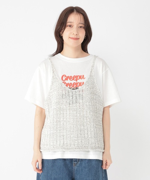 studio CLIP（スタディオクリップ）の「3ゲージ配色テープヤーンベスト（ベスト・レディース・オフホワイト/ライトブルー/チャコール・FREE）」の12枚目の写真