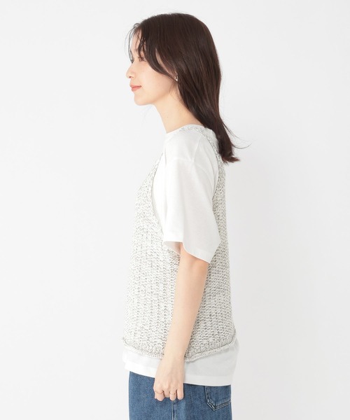 studio CLIP（スタディオクリップ）の「3ゲージ配色テープヤーンベスト（ベスト・レディース・オフホワイト/ライトブルー/チャコール・FREE）」の13枚目の写真