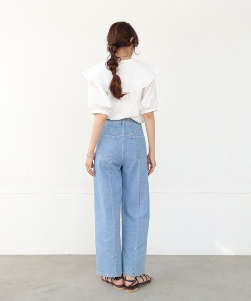 Bab(バブ)の「ビックカラーハーフスリーブブラウス(シャツ/ブラウス・レディース・オフホワイト/ブラック・MEDIUM)」の15枚目の写真
