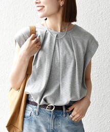 SHIPS any:〈接触冷感/汗染み防止加工/洗濯機可能〉タック フレア ノースリーブ TEE