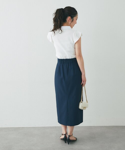 La boutique BonBon(ラブティックボンボン)の「【今すぐお届け・全骨格美人見え】クールタッチUVビジュー付きニット(ニット/セーター・レディース・ネイビー/ホワイト・FREE)」の12枚目の写真