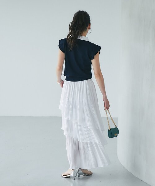 La boutique BonBon（ラブティックボンボン）の「【全骨格美人見え】クールタッチUVビジュー付きニット（ニット/セーター・レディース・ネイビー/ホワイト・FREE）」の16枚目の写真