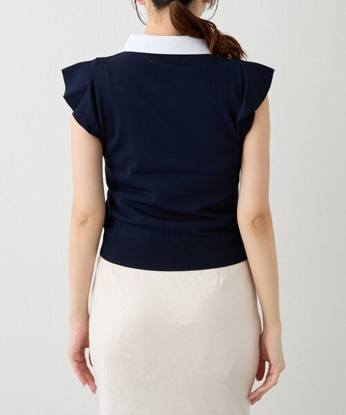 La boutique BonBon（ラブティックボンボン）の「【全骨格美人見え】クールタッチUVビジュー付きニット（ニット/セーター・レディース・ネイビー/ホワイト・FREE）」の19枚目の写真