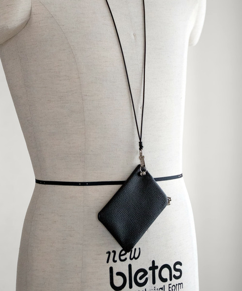 SENTI センティ / SHRINK LEATHER SQUARE ”GAMAGUCHI'' NECK STRAP