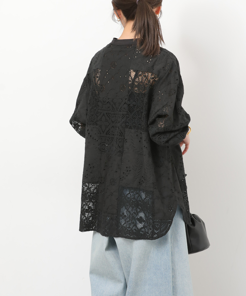 JOURNAL STANDARD relume（ジャーナルスタンダード　レリューム）の「《追加2》パッチワークレースシャツ（シャツ/ブラウス・レディース・ブラック/ホワイト・FREE）」の11枚目の写真