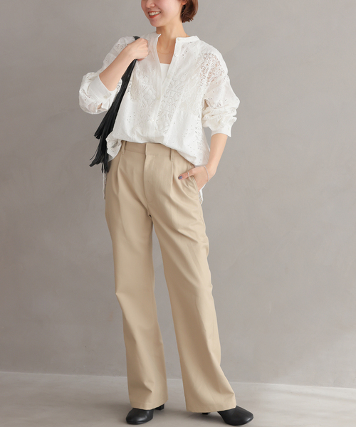 JOURNAL STANDARD relume（ジャーナルスタンダード　レリューム）の「《追加2》パッチワークレースシャツ（シャツ/ブラウス・レディース・ブラック/ホワイト・FREE）」の13枚目の写真