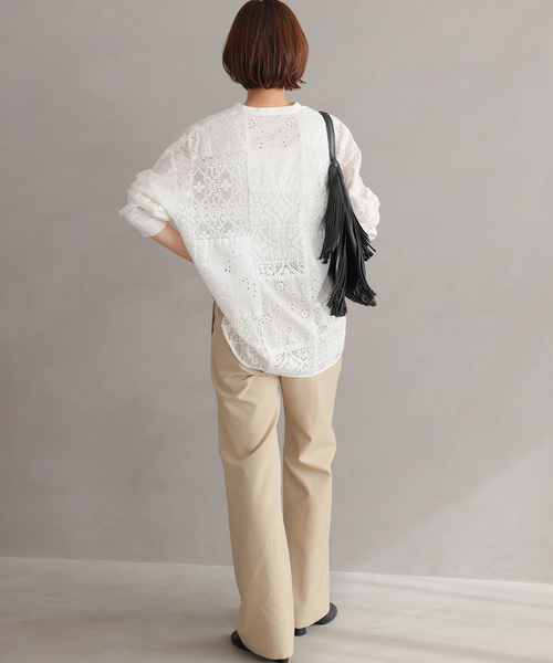 JOURNAL STANDARD relume（ジャーナルスタンダード　レリューム）の「《追加2》パッチワークレースシャツ（シャツ/ブラウス・レディース・ブラック/ホワイト・FREE）」の16枚目の写真