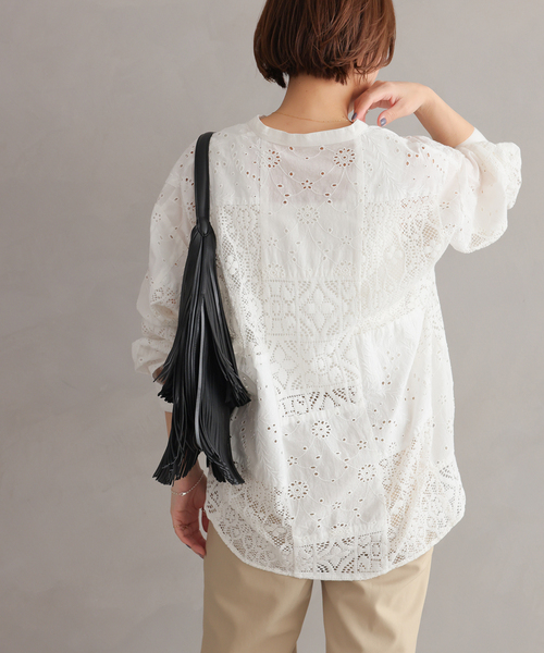 JOURNAL STANDARD relume（ジャーナルスタンダード　レリューム）の「《追加2》パッチワークレースシャツ（シャツ/ブラウス・レディース・ブラック/ホワイト・FREE）」の20枚目の写真