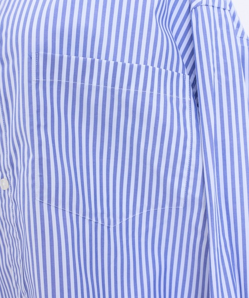 THE FLATS(ザフラッツ)の「ST:THE FLATS BIG SHIRT STRIPE BIG SHIRT / ストライプ ビッグシャツ(シャツ/ブラウス・レディース・ライトブルー・FREE)」の4枚目の写真