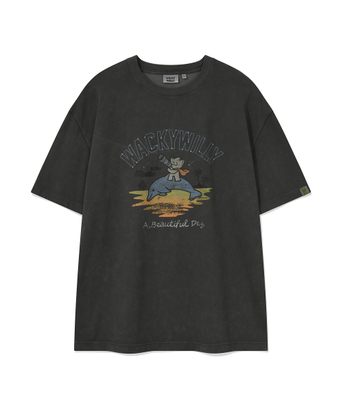 Wacky WiLLy(ワッキーウィリー)の「キキアンドドルフィングラフィック半袖Tシャツチャコール(Tシャツ/カットソー・レディース・その他・SMALL/MEDIUM/LARGE/X-LARGE)」の1枚目の写真
