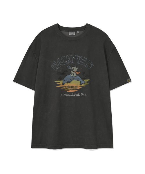 Wacky WiLLy(ワッキーウィリー)の「キキアンドドルフィングラフィック半袖Tシャツチャコール(Tシャツ/カットソー・レディース・その他・SMALL/MEDIUM/LARGE/X-LARGE)」の2枚目の写真
