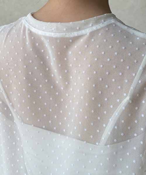 DouDou(ドゥドゥ)の「【WEB限定】ドットチュールノースリチュニック(Tシャツ/カットソー・レディース・オフホワイト/ブラック・FREE)」の15枚目の写真