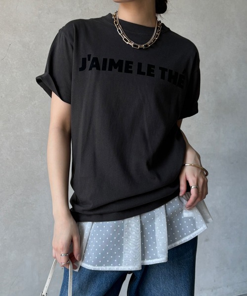 DouDou(ドゥドゥ)の「【WEB限定】ドットチュールノースリチュニック(Tシャツ/カットソー・レディース・オフホワイト/ブラック・FREE)」の10枚目の写真