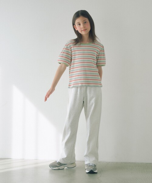 green label relaxing（グリーンレーベルリラクシング）の「テレコ マルチボーダー Tシャツ 100cm-160cm（Tシャツ/カットソー・キッズ・ライトピンク/ライム・150cm/120cm/110cm/160cm/130cm/140cm/100cm）」の12枚目の写真