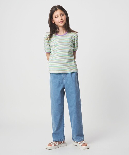 green label relaxing（グリーンレーベルリラクシング）の「テレコ マルチボーダー Tシャツ 100cm-160cm（Tシャツ/カットソー・キッズ・ライトピンク/ライム・150cm/120cm/110cm/160cm/130cm/140cm/100cm）」の19枚目の写真