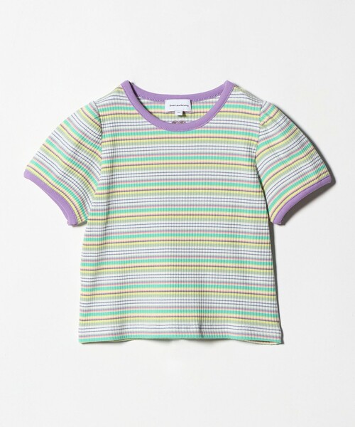 green label relaxing（グリーンレーベルリラクシング）の「テレコ マルチボーダー Tシャツ 100cm-160cm（Tシャツ/カットソー・キッズ・ライトピンク/ライム・150cm/120cm/110cm/160cm/130cm/140cm/100cm）」の6枚目の写真