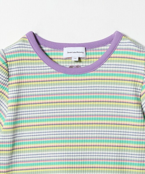 green label relaxing（グリーンレーベルリラクシング）の「テレコ マルチボーダー Tシャツ 100cm-160cm（Tシャツ/カットソー・キッズ・ライトピンク/ライム・150cm/120cm/110cm/160cm/130cm/140cm/100cm）」の7枚目の写真