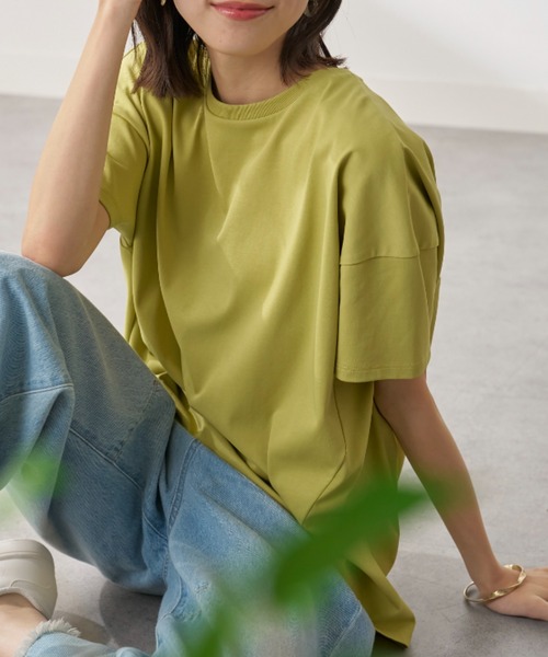 BELLUNA(ベルーナ)の「【接触冷感 汗ジミ防止】360°サマ見えコクーンTシャツ(Tシャツ/カットソー・レディース・ライム/オフホワイト/ブラック/ロイヤルブルー/モカ・LARGE/MEDIUM/X-LARGE)」の18枚目の写真
