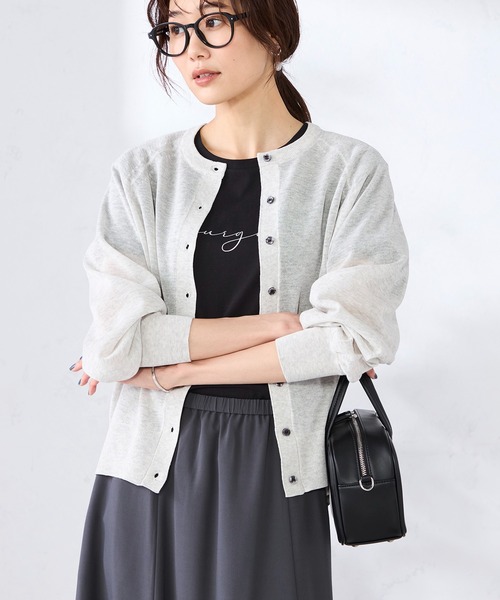 GALLORIA（ギャローリア）の「【洗濯機で洗える】ラグランクルーカーディガン（カーディガン/ボレロ・レディース・ネイビー/オレンジ/ライトグレー・S/M/LL/L）」の2枚目の写真