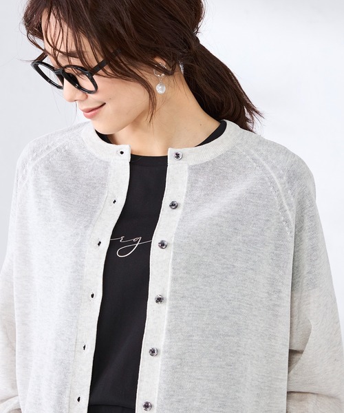 GALLORIA（ギャローリア）の「【洗濯機で洗える】ラグランクルーカーディガン（カーディガン/ボレロ・レディース・ネイビー/オレンジ/ライトグレー・S/M/LL/L）」の5枚目の写真