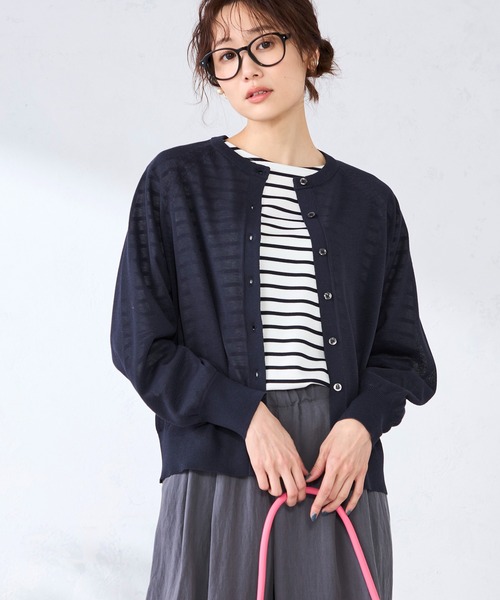 GALLORIA（ギャローリア）の「【洗濯機で洗える】ラグランクルーカーディガン（カーディガン/ボレロ・レディース・ネイビー/オレンジ/ライトグレー・S/M/LL/L）」の8枚目の写真