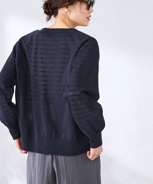 GALLORIA（ギャローリア）の「【洗濯機で洗える】ラグランクルーカーディガン（カーディガン/ボレロ・レディース・ネイビー/オレンジ/ライトグレー・S/M/LL/L）」の10枚目の写真