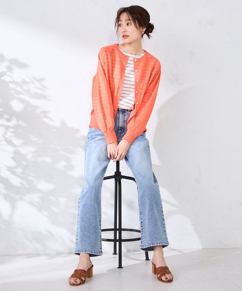 GALLORIA（ギャローリア）の「【洗濯機で洗える】ラグランクルーカーディガン（カーディガン/ボレロ・レディース・ネイビー/オレンジ/ライトグレー・S/M/LL/L）」の12枚目の写真