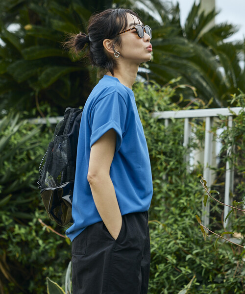 FREAK'S STORE（フリークスストア）の「<接触冷感/UV> AIRDRY HIGHCOOL ロールアップTシャツ（Tシャツ/カットソー・レディース・ブラック/オフホワイト/ピンク/ブルー/モカ・ﾌﾘ-）」の9枚目の写真