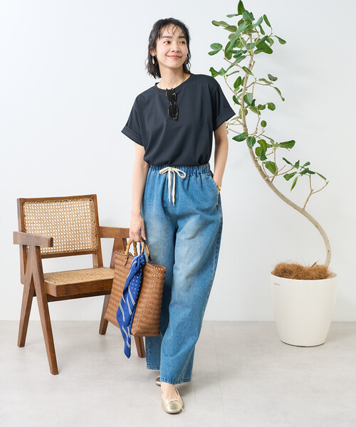 FREAK'S STORE（フリークスストア）の「<接触冷感/UV> AIRDRY HIGHCOOL ロールアップTシャツ（Tシャツ/カットソー・レディース・ブラック/オフホワイト/ピンク/ブルー/モカ・ﾌﾘ-）」の18枚目の写真
