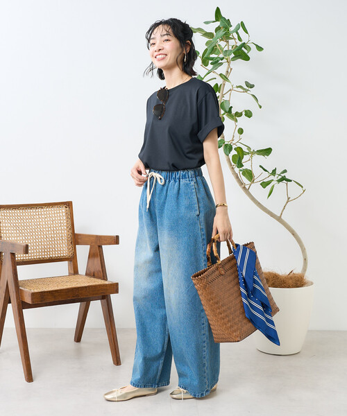 FREAK'S STORE（フリークスストア）の「<接触冷感/UV> AIRDRY HIGHCOOL ロールアップTシャツ（Tシャツ/カットソー・レディース・ブラック/オフホワイト/ピンク/ブルー/モカ・ﾌﾘ-）」の19枚目の写真