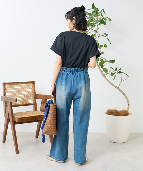 FREAK'S STORE（フリークスストア）の「<接触冷感/UV> AIRDRY HIGHCOOL ロールアップTシャツ（Tシャツ/カットソー・レディース・ブラック/オフホワイト/ピンク/ブルー/モカ・ﾌﾘ-）」の20枚目の写真