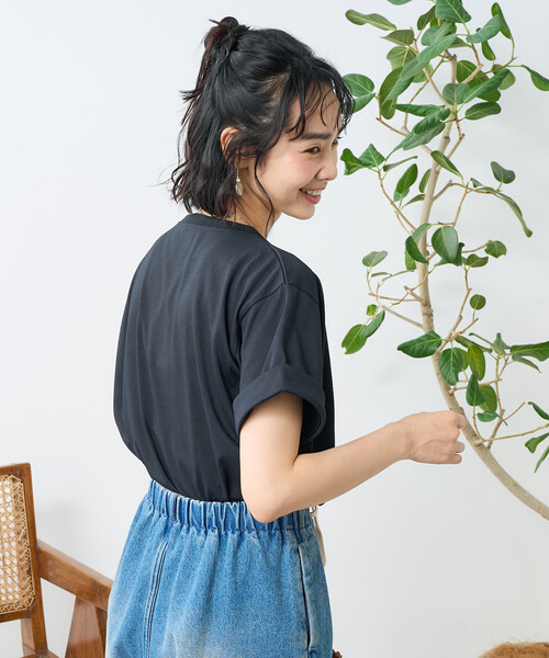 FREAK'S STORE（フリークスストア）の「<接触冷感/UV> AIRDRY HIGHCOOL ロールアップTシャツ（Tシャツ/カットソー・レディース・ブラック/オフホワイト/ピンク/ブルー/モカ・ﾌﾘ-）」の22枚目の写真