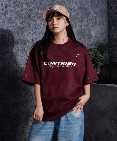 1111clothing(ワンフォークロージング)の「スタッズ ゲームデザイン Tee / Studs Game Design T-Shirt(Tシャツ/カットソー・メンズ・ブラック/ワイン・M/L)」の20枚目の写真