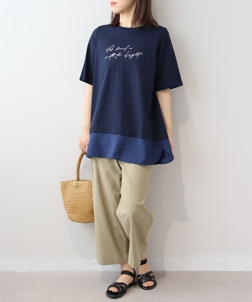 MB mint breeze(エムビーミントブリーズ)の「【L~5L 大きいサイズ】レイヤードライクロゴプリントTシャツ(Tシャツ/カットソー・レディース・グレー/ラベンダー/ネイビー・LL/3L/4L/5L/L)」の13枚目の写真