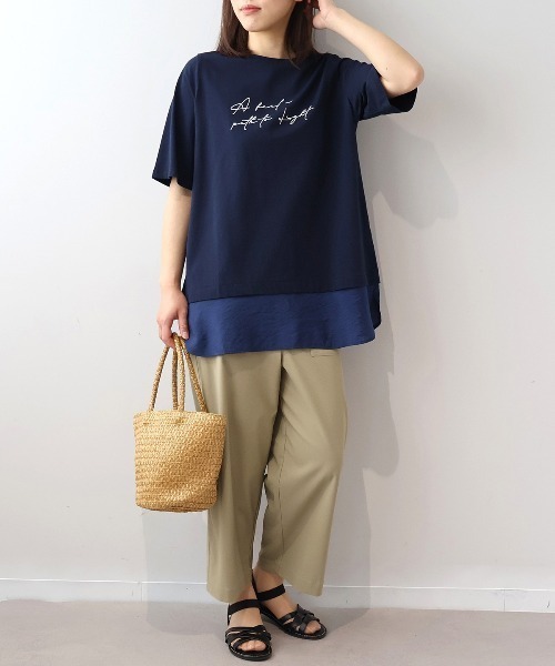 MB mint breeze(エムビーミントブリーズ)の「【L~5L 大きいサイズ】レイヤードライクロゴプリントTシャツ(Tシャツ/カットソー・レディース・グレー/ラベンダー/ネイビー・LL/3L/4L/5L/L)」の14枚目の写真