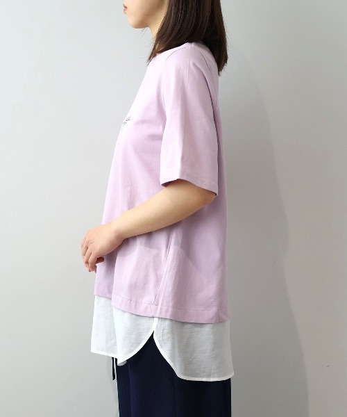 MB mint breeze(エムビーミントブリーズ)の「【L~5L 大きいサイズ】レイヤードライクロゴプリントTシャツ(Tシャツ/カットソー・レディース・グレー/ラベンダー/ネイビー・LL/3L/4L/5L/L)」の17枚目の写真