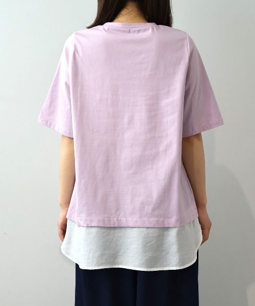 MB mint breeze(エムビーミントブリーズ)の「【L~5L 大きいサイズ】レイヤードライクロゴプリントTシャツ(Tシャツ/カットソー・レディース・グレー/ラベンダー/ネイビー・LL/3L/4L/5L/L)」の18枚目の写真