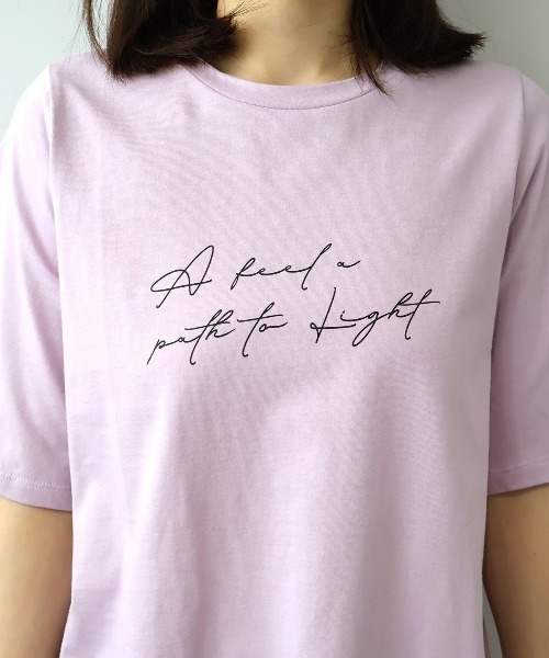 MB mint breeze(エムビーミントブリーズ)の「【L~5L 大きいサイズ】レイヤードライクロゴプリントTシャツ(Tシャツ/カットソー・レディース・グレー/ラベンダー/ネイビー・LL/3L/4L/5L/L)」の19枚目の写真